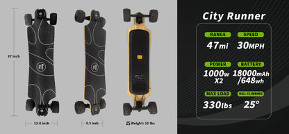 Thryve City Runner Electric Skateboard (Up to 30 MPH)
